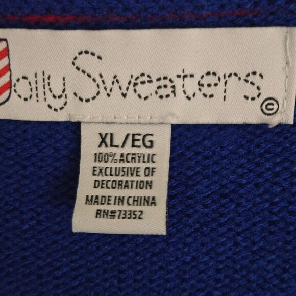 Jolly Sweaters Vintage Ugly Christmas Sweater Bow Tie Sequined Size XL - Picture 9 of 9
